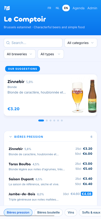 Aperçu de la carte côté client
