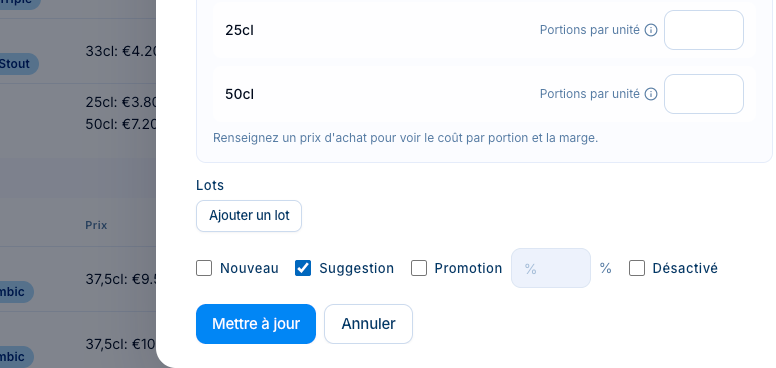 Mise en avant d’un produit sur la carte