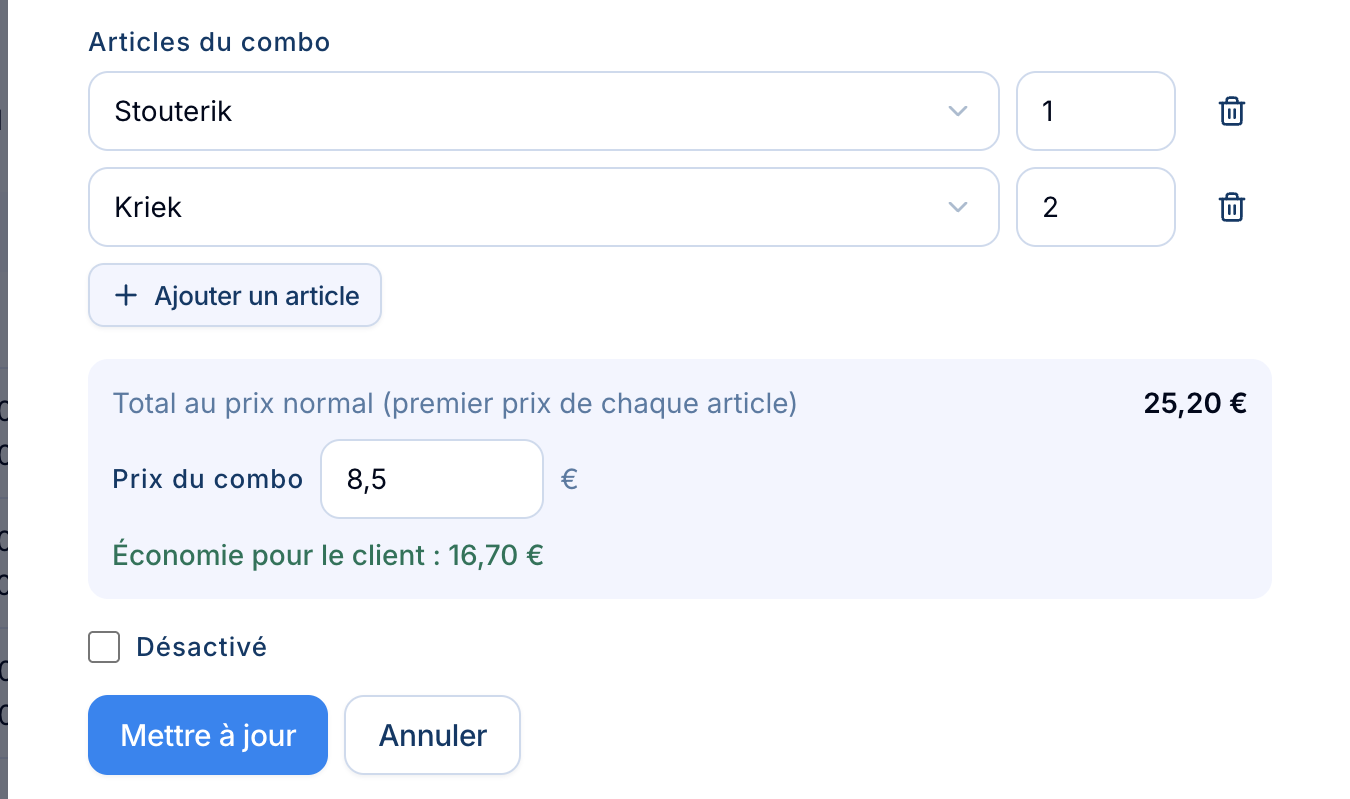 Création d’une offre groupée dans le back-office
